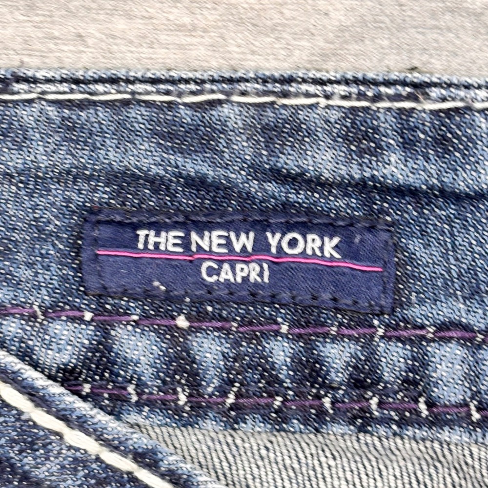 Vigoss The New York Capri Jeans Womens 16 Medium Wash Embellished Pocket Stretch - Picture 5 of 13